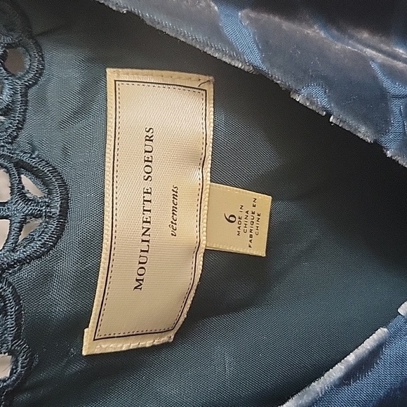 Anthropologie Moulinette Soeurs Lacy Velvet Silk Dress - Picture 2 of 7